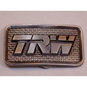 TRW Automotive Silver Metal Belt Buckle Vintage Old Trucking Logo Thatch Ring